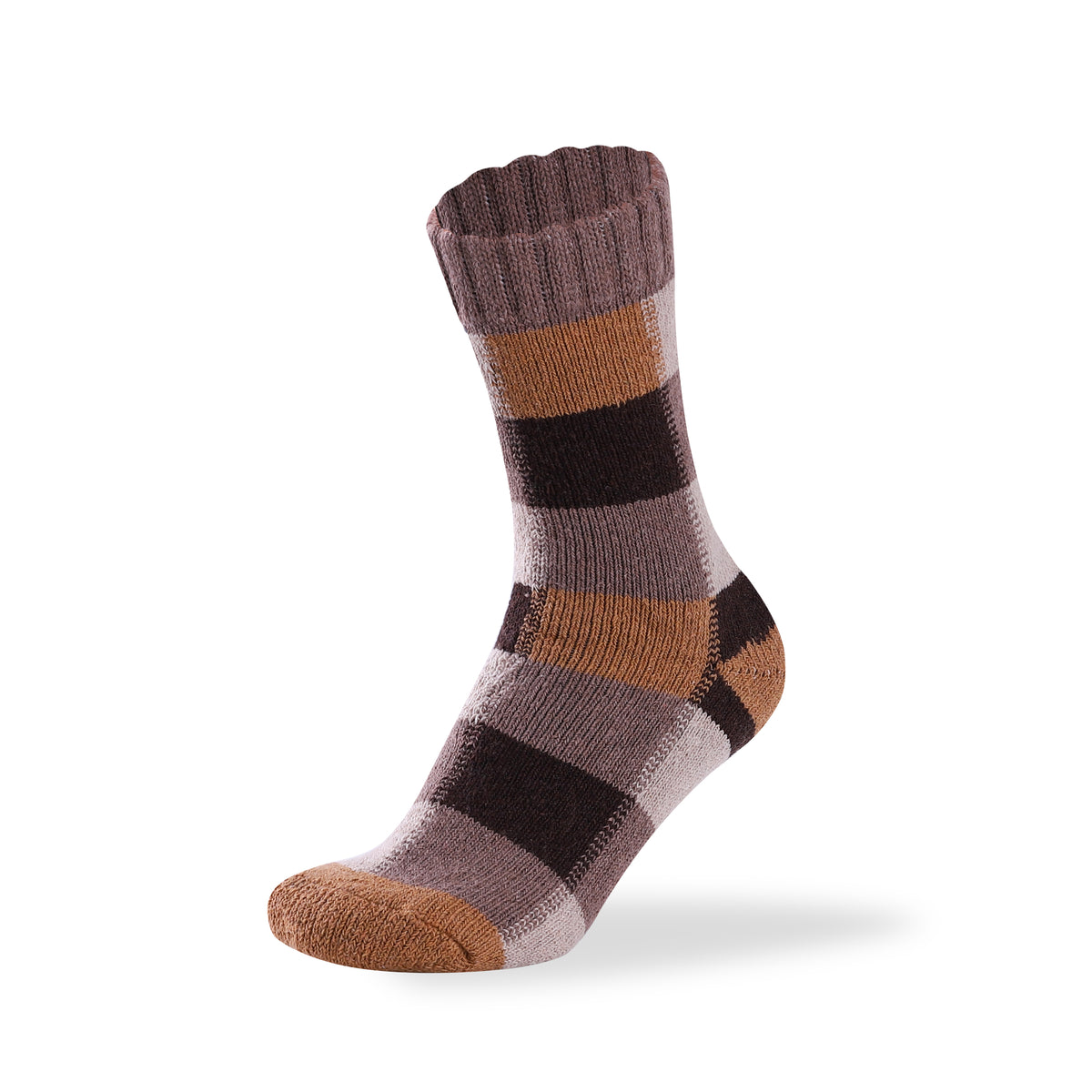 Men's two tone merino wool blend check socks, Check Style 5