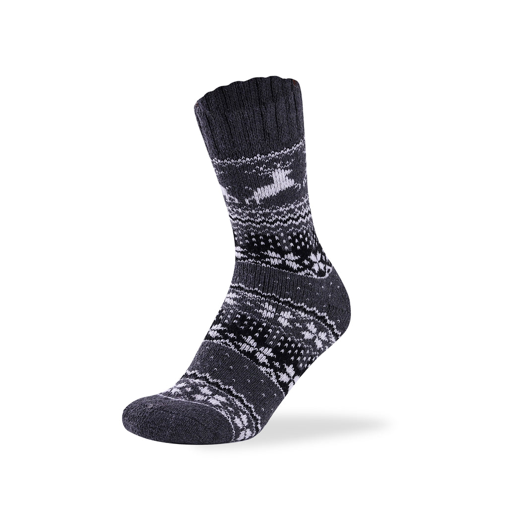 Men's reindeer merino wool blend socks in grey, UK 6-11