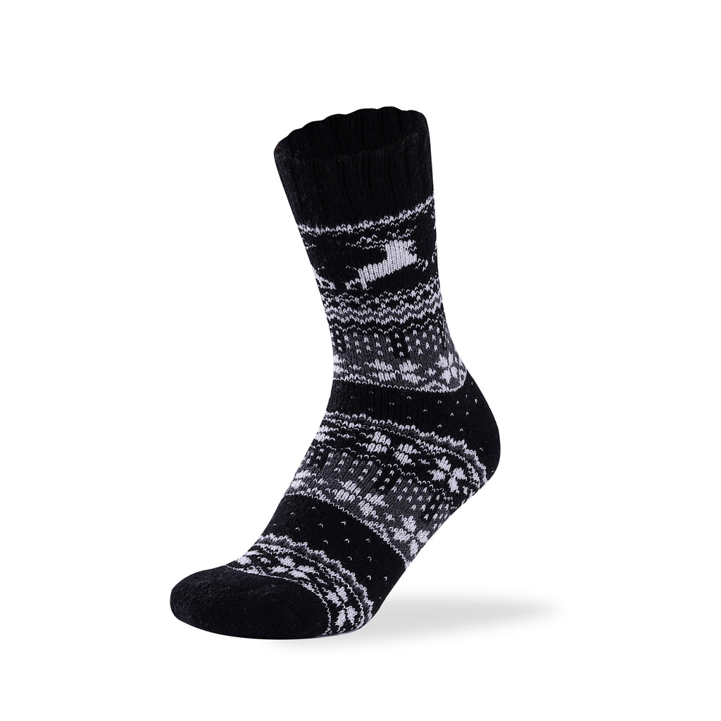 Men's reindeer merino wool blend socks in black, UK 6-11