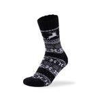 Men's reindeer merino wool blend socks in black, UK 6-11
