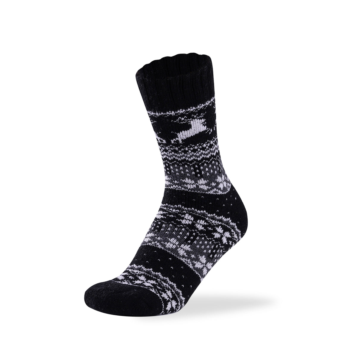 Men's reindeer merino wool blend socks in black, UK 6-11