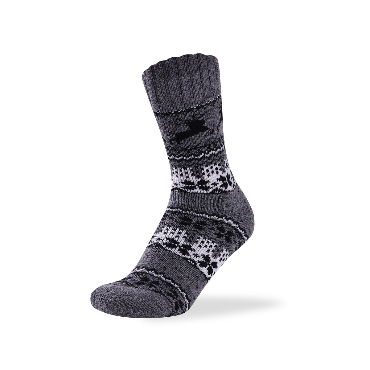 Men's reindeer merino wool blend socks in dark grey, UK 6-11