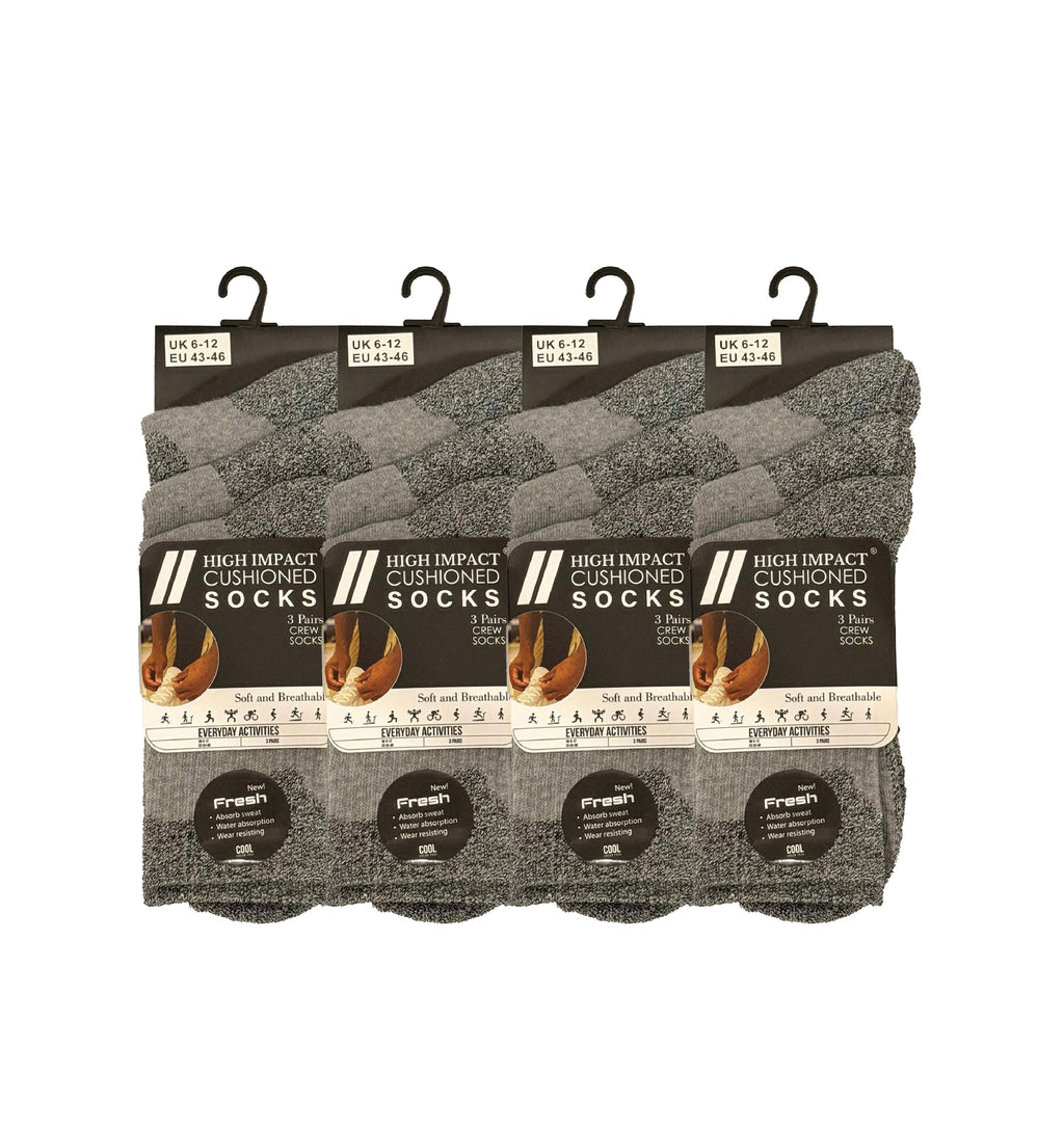 Men's grey cushioned gym socks breathable cotton multipack UK Hopoye