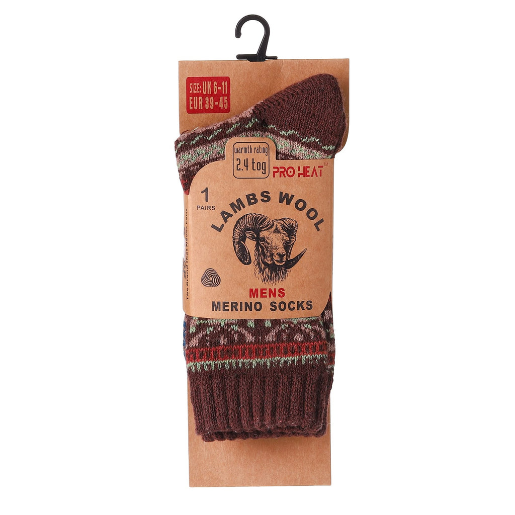 Crew length wool socks for men, breathable wool and cotton blend, Hopoye UK