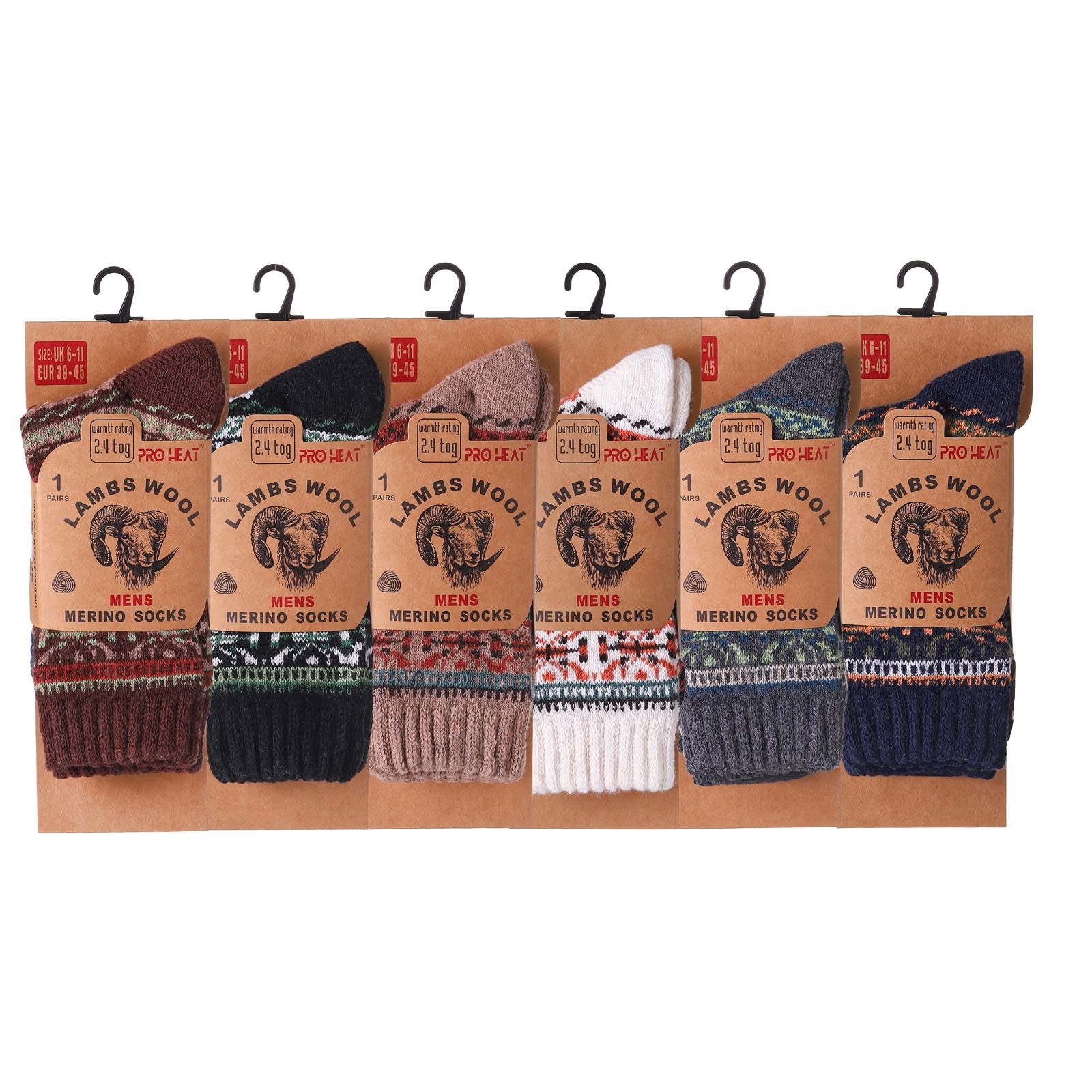 Men's wool socks UK, crew length socks in a wool, cotton and polyester blend