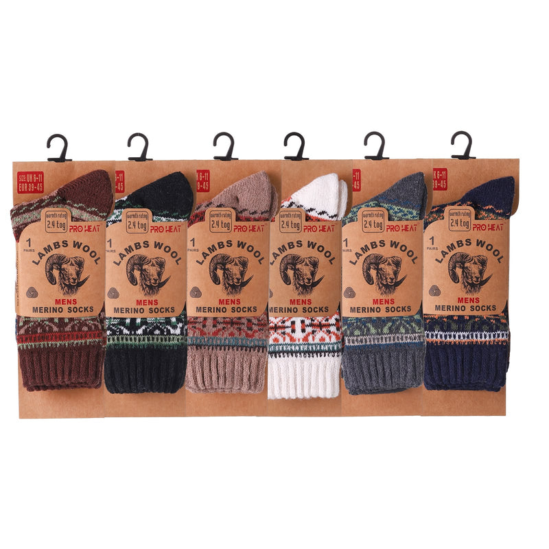 Men's wool socks UK, crew length socks in a wool, cotton and polyester blend