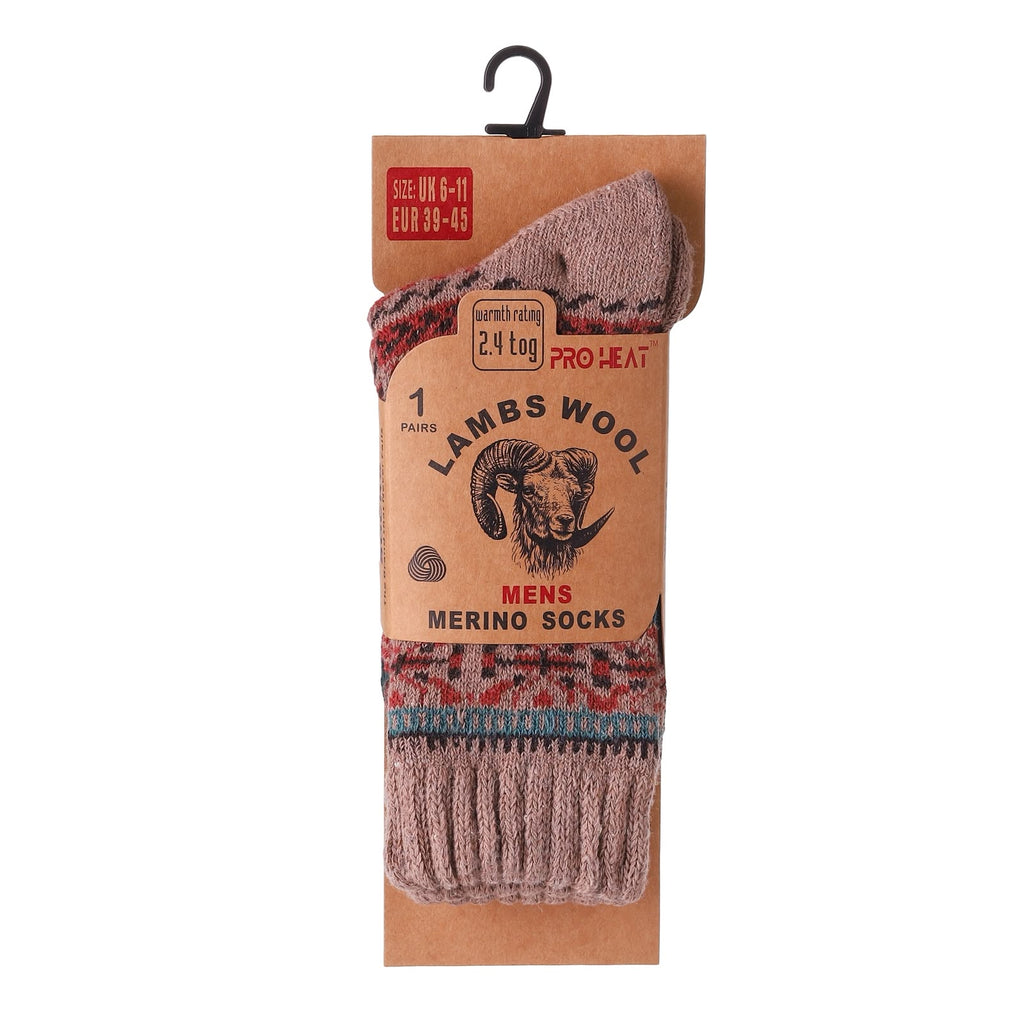 Warm men's wool socks, crew length, suitable for boots and everyday winter wear