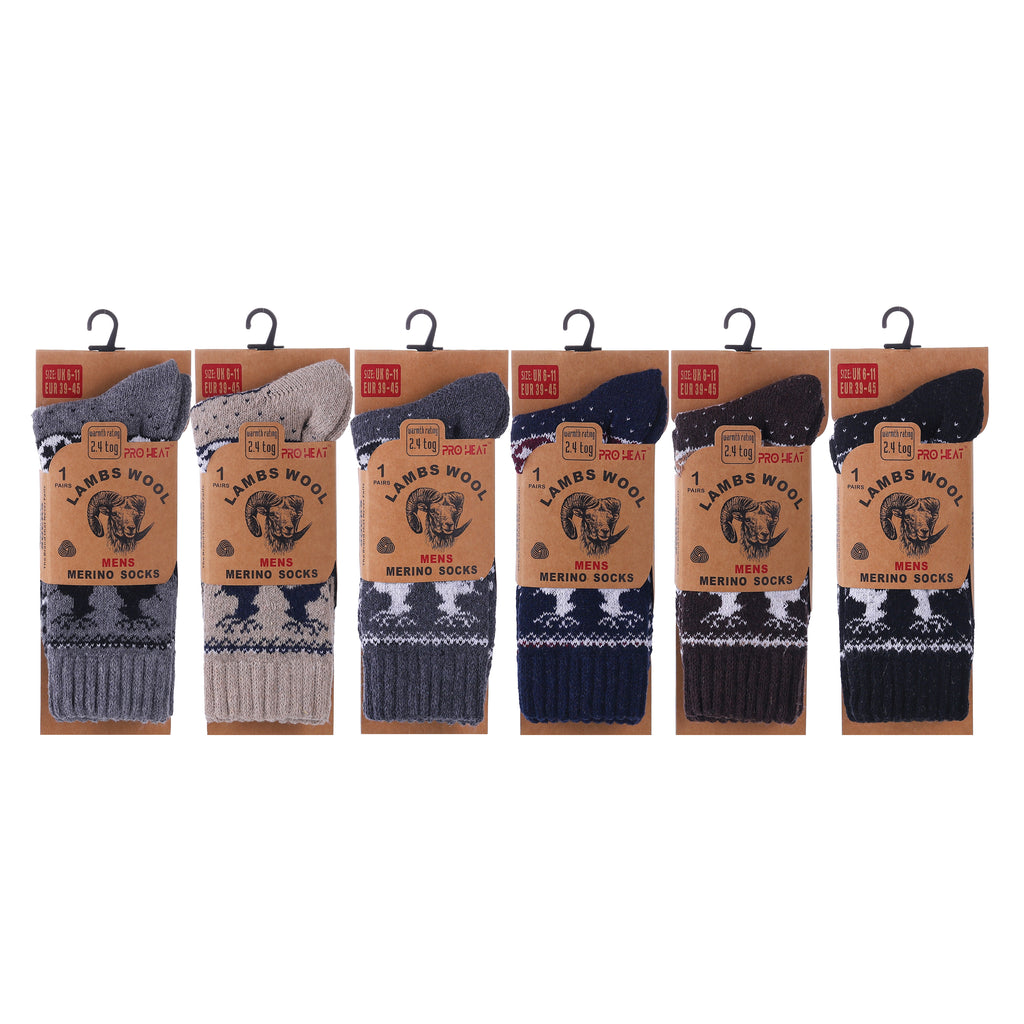Hopoye men's reindeer merino wool blend socks, second product photo