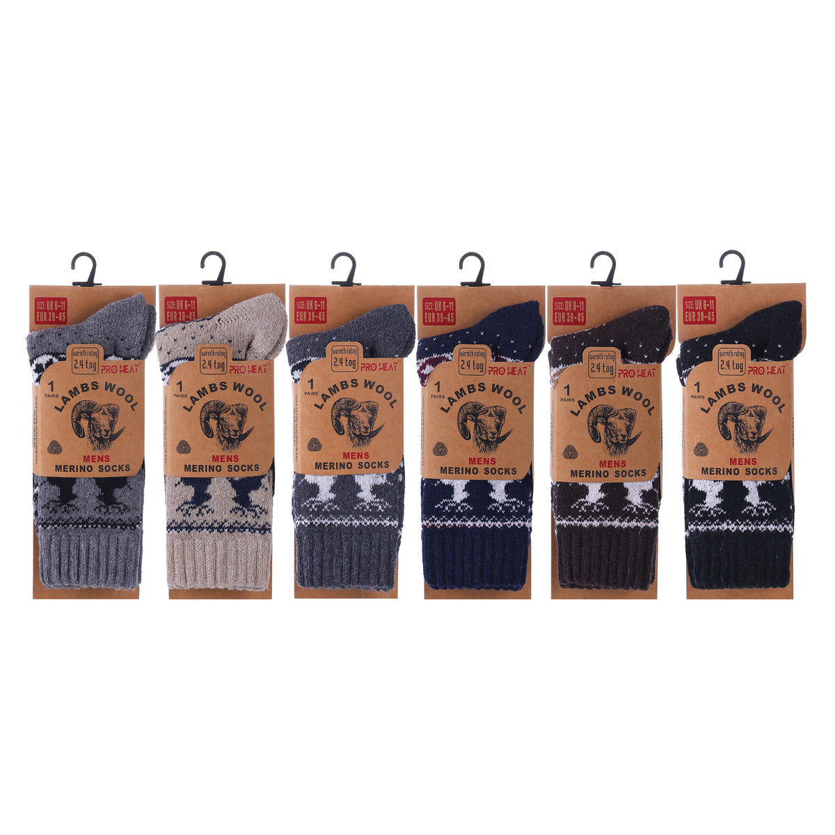 Hopoye men's reindeer merino wool blend socks, second product photo