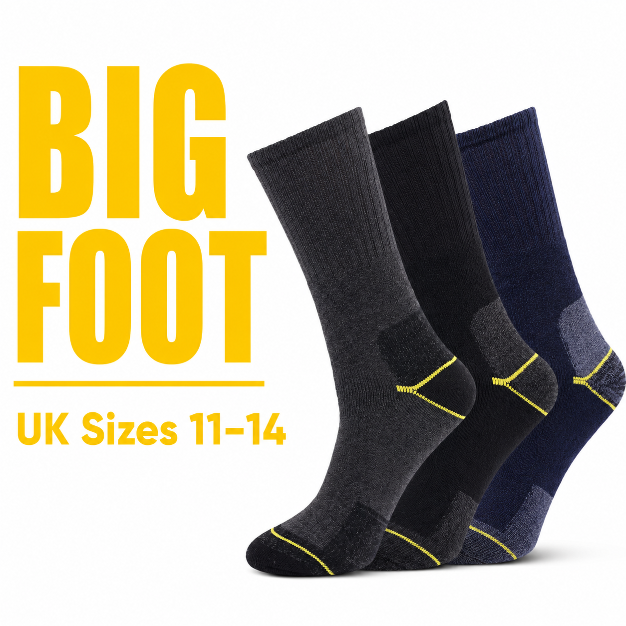Men's heavy duty work socks UK 11-14 breathable cotton 3 6 9 and 12 pair multipacks