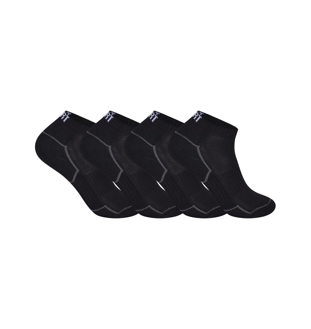 Black men's trainer socks breathable cotton low cut ankle UK 3 6 9 12 pairs