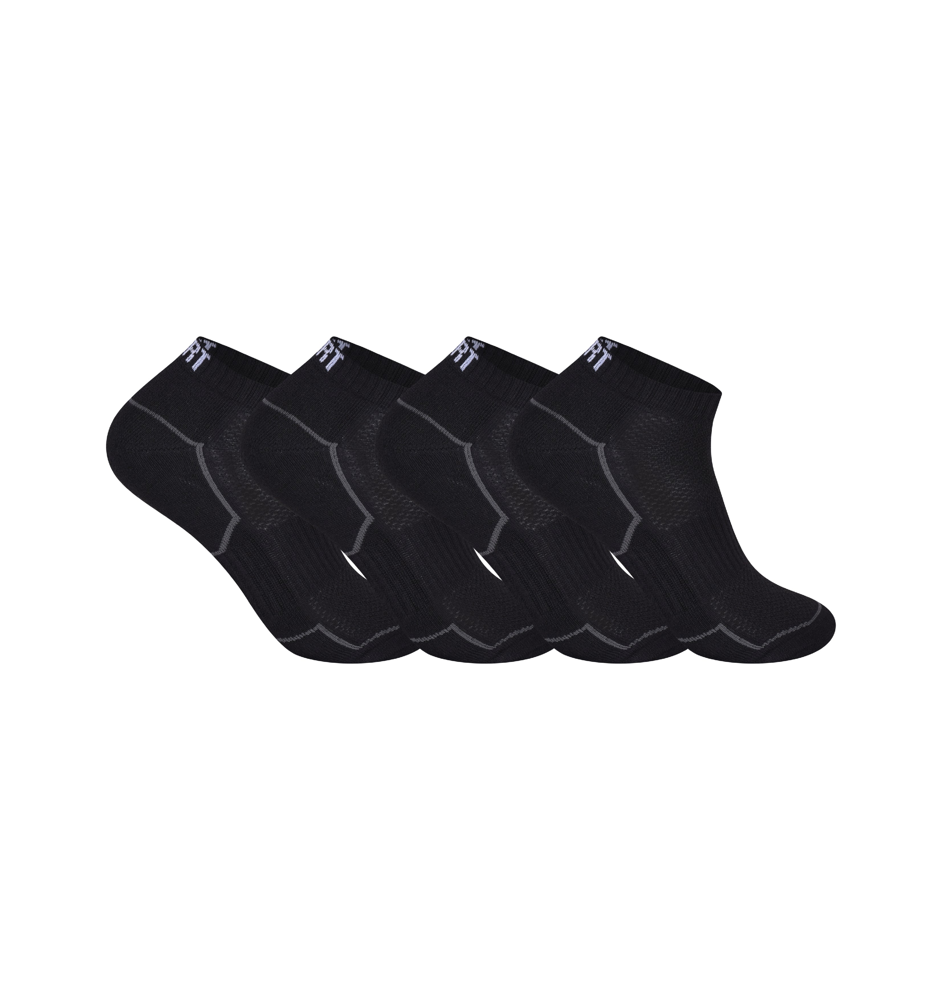 Black men's trainer socks breathable cotton low cut ankle UK 3 6 9 12 pairs