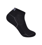 Men's black cushioned trainer socks close up reinforced heel toe UK