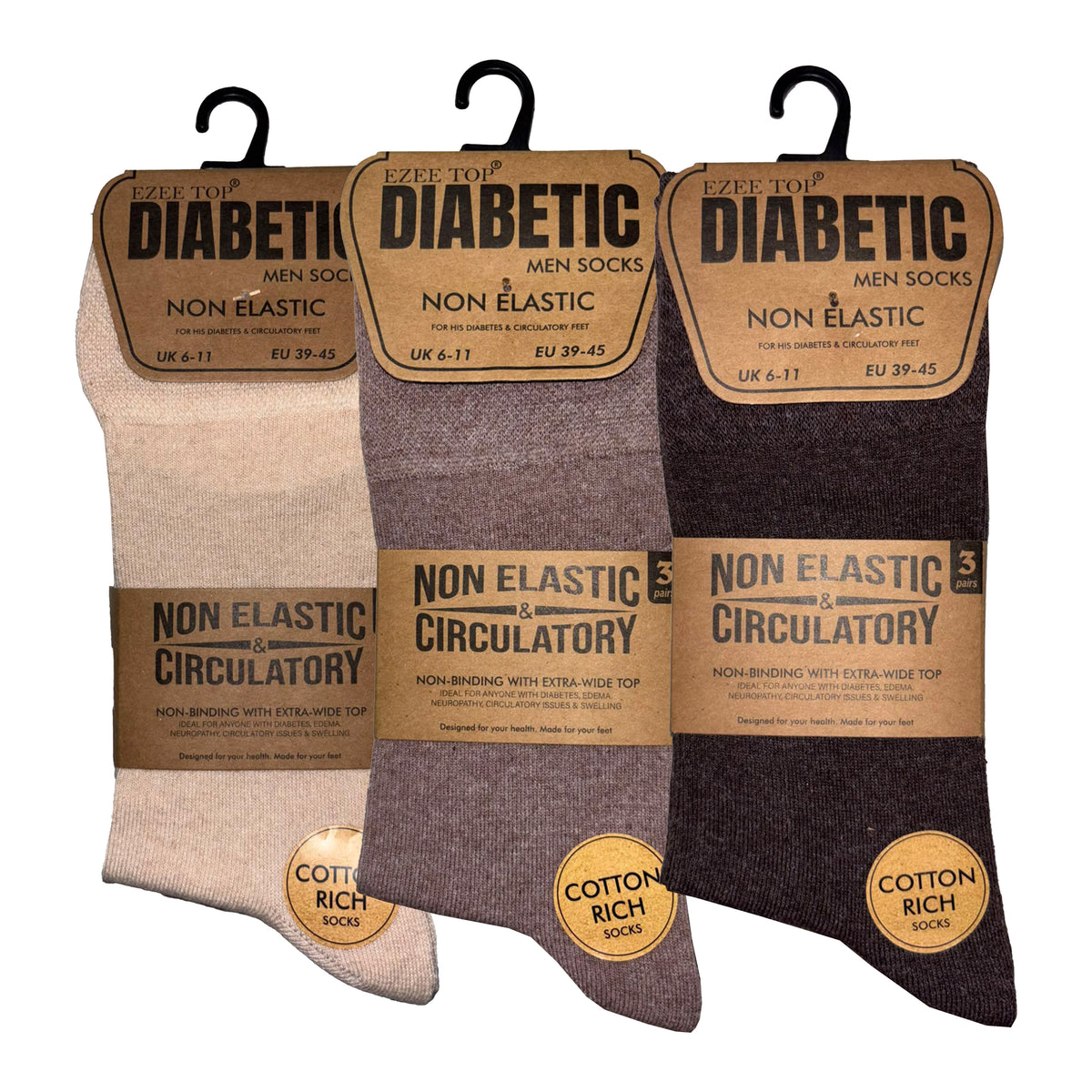 Smart diabetic dress socks for men non-binding cotton-rich multipack Hopoye UK