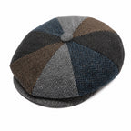 Vintage check baker boy flat cap with panelled crown