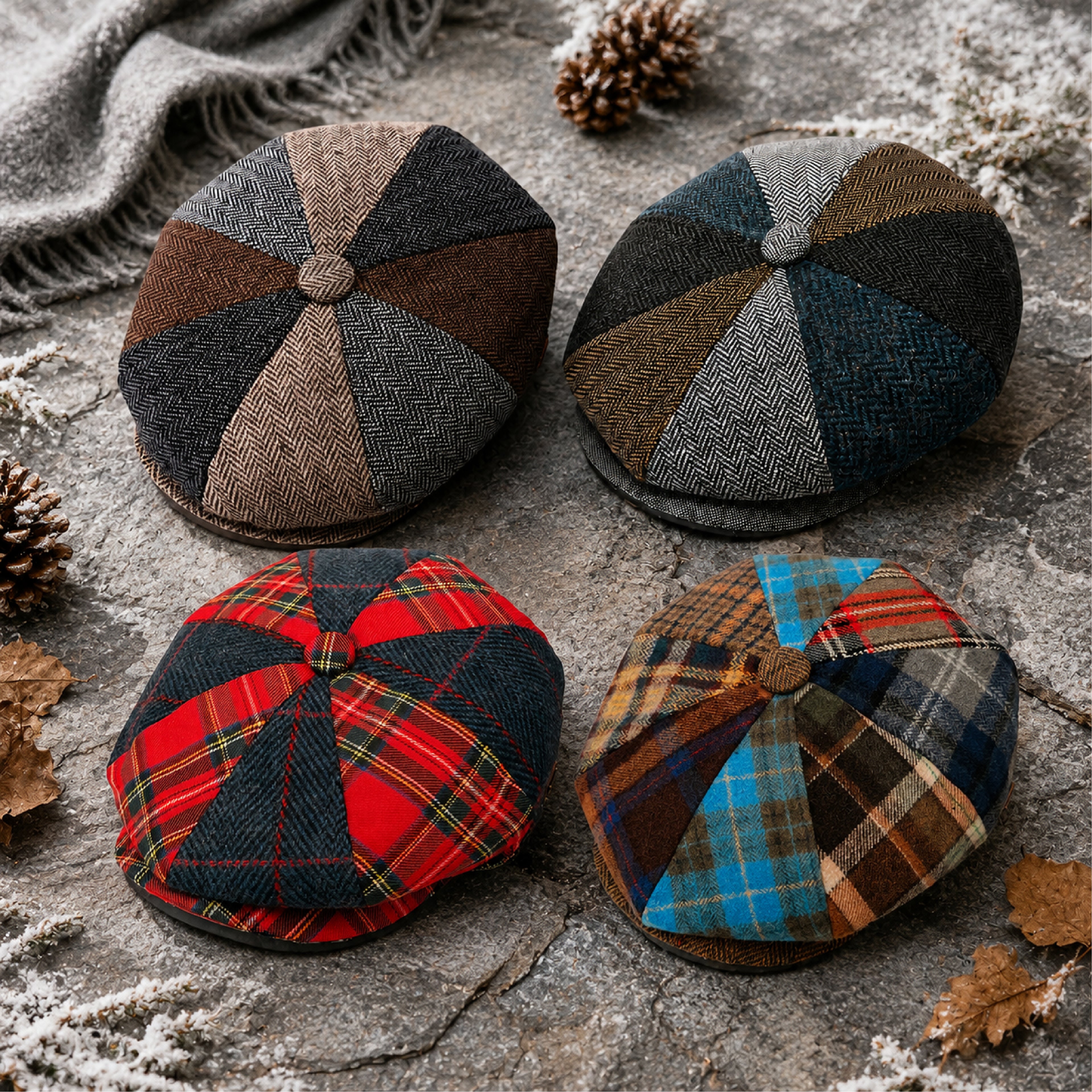 Unisex vintage flat cap available in sizes S to 2XL