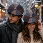 Check patchwork baker boy cap with classic British styling