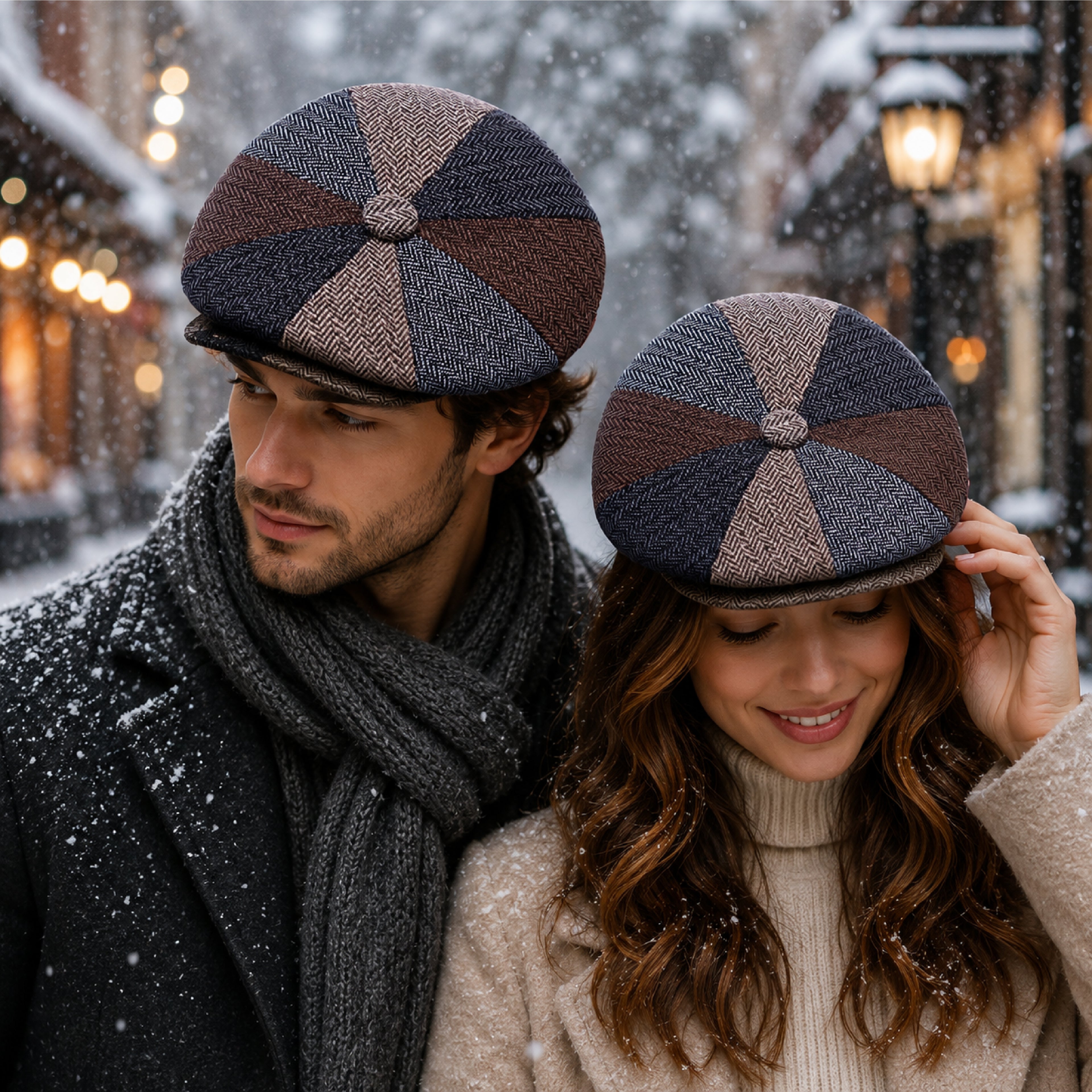 Check patchwork baker boy cap with classic British styling