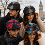 Check patchwork baker boy cap with rounded panelled crown