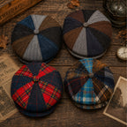 Check patchwork Gatsby cap for everyday smart-casual wear
