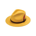 Mustard 100% wool fedora hat handmade wide brim XS to XL UK Hopoye