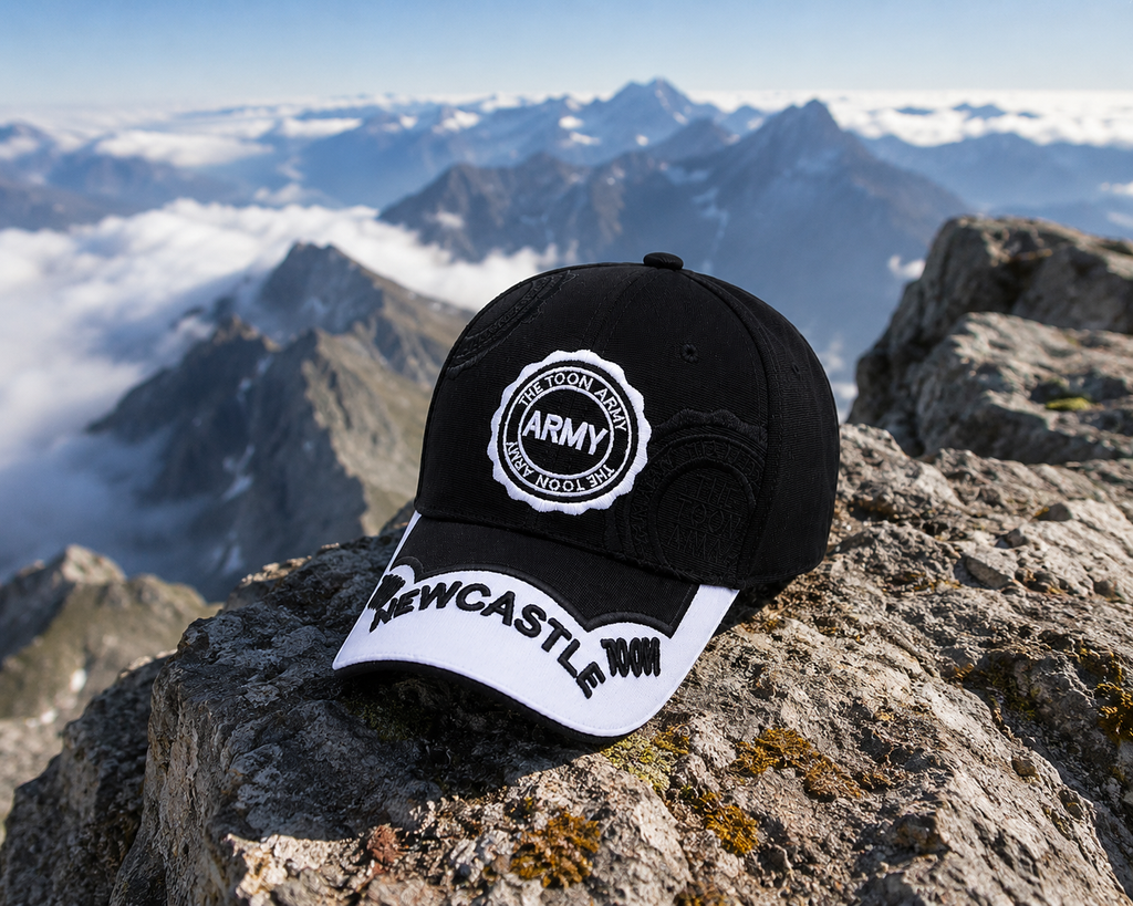 Newcastle supporter cap black and white embroidered detail, product view 7