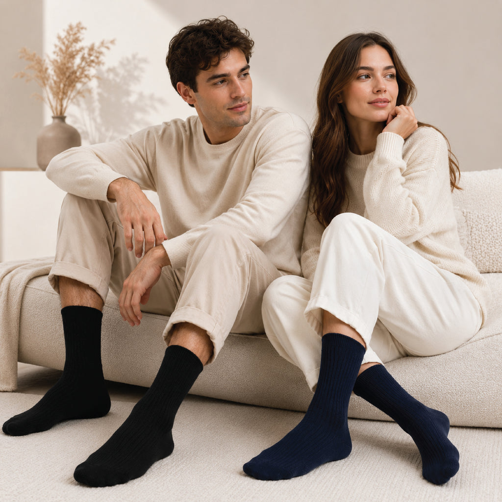 Non-elastic diabetic ribbed socks by Hopoye, soft cotton socks with gentle comfort top