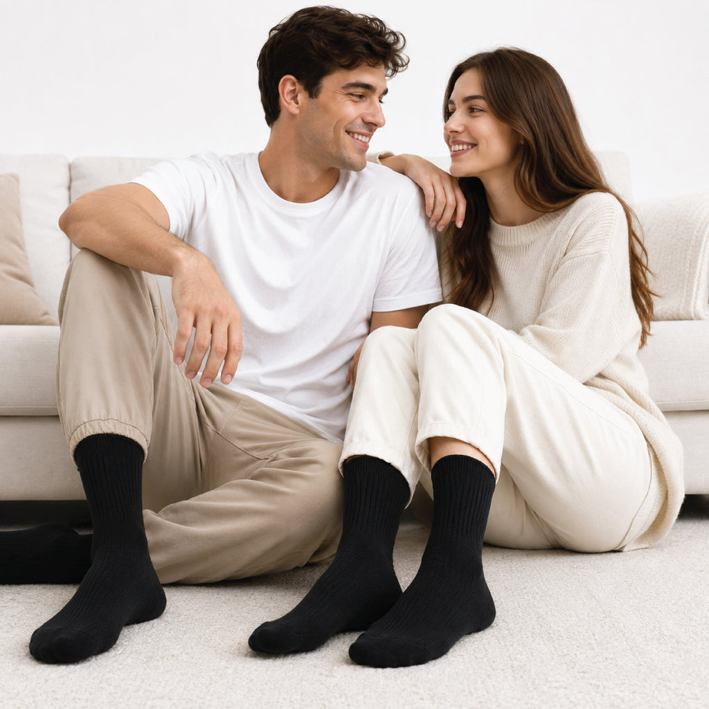 Hopoye diabetic-friendly cotton socks with loose non-restrictive cuff, UK sizes 4 to 14