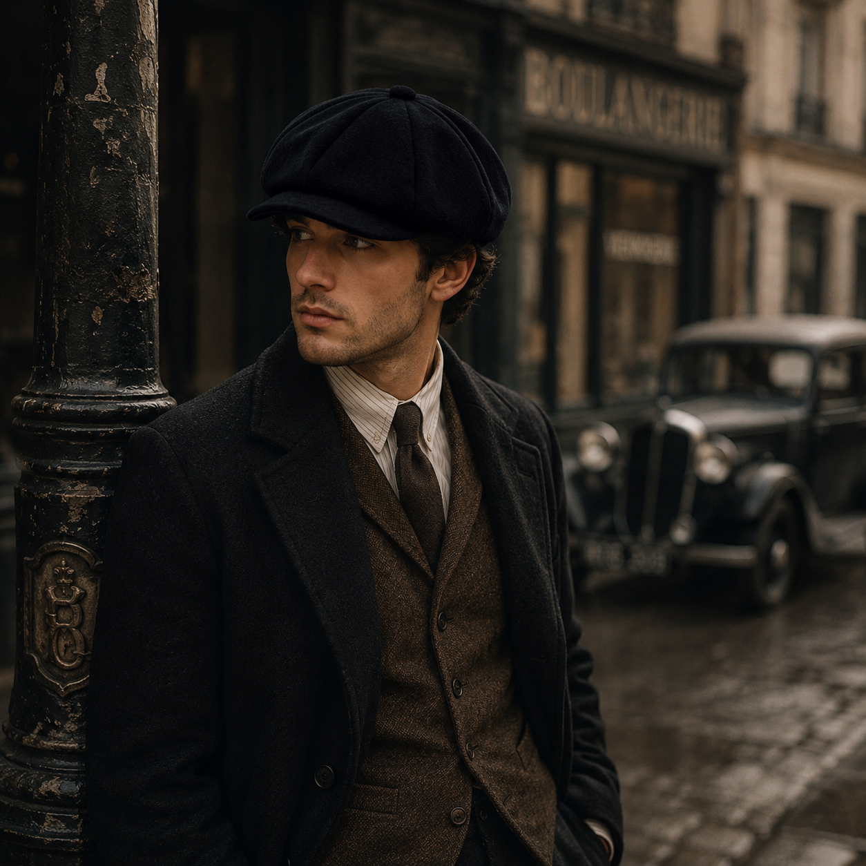 Premium plain newsboy cap — baker boy hat with covered button crown