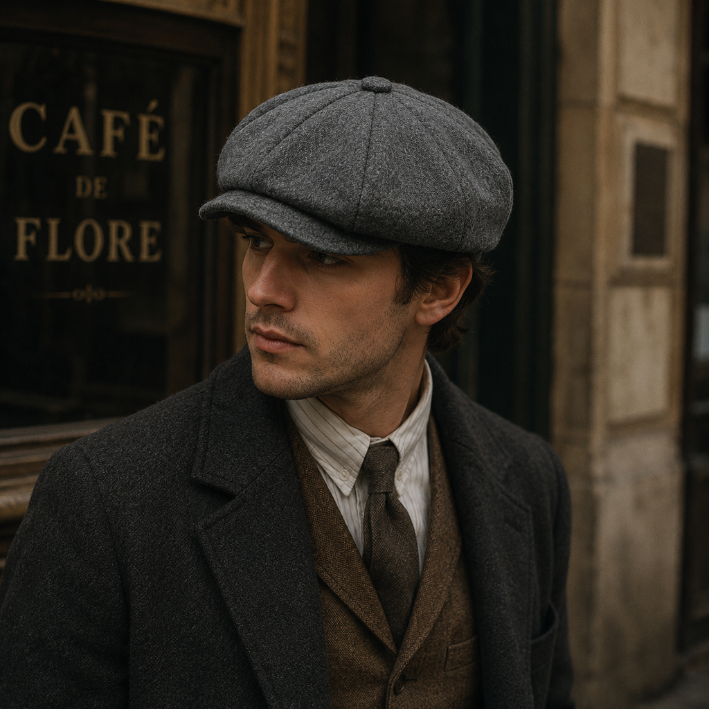 Classic baker boy cap — plain vintage newsboy hat front view