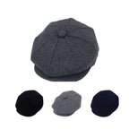 Plain vintage baker boy hat UK — premium wool-blend newsboy cap with 8-panel crown