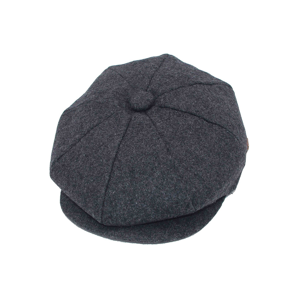 Wool-blend paperboy cap UK — plain baker boy hat peak detail