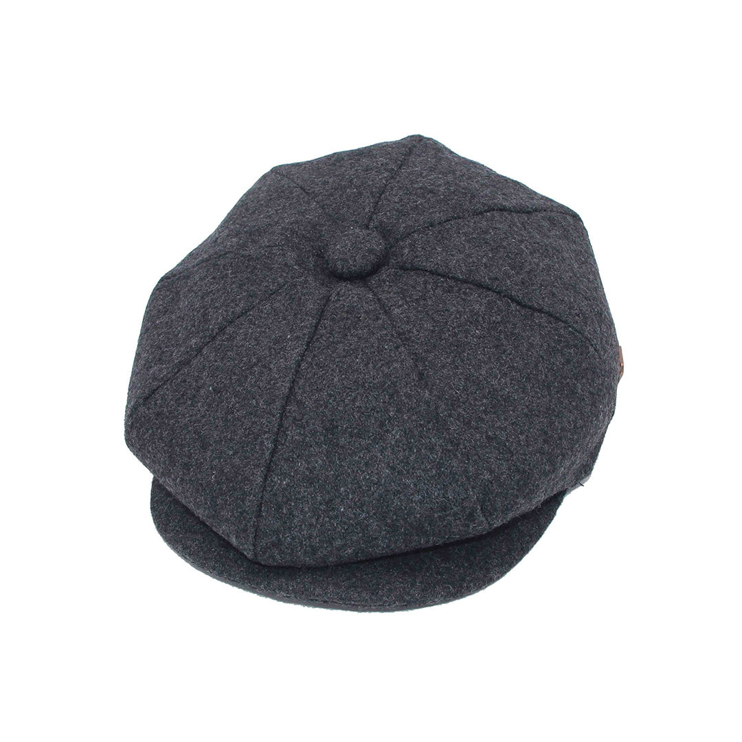 Wool-blend paperboy cap UK — plain baker boy hat peak detail