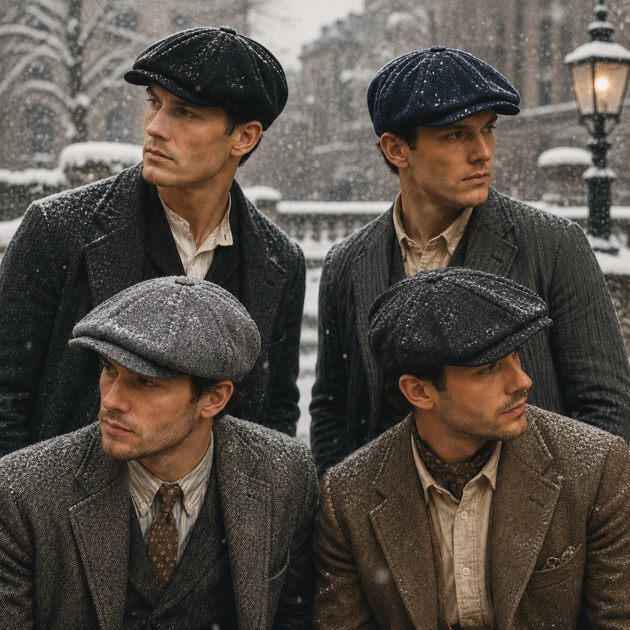 Unisex plain newsboy cap — vintage baker boy hat side profile