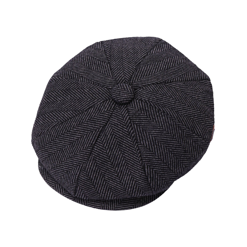 Plain vintage herringbone baker boy hat, classic 8 panel paperboy cap, product photo 1