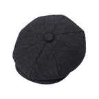 Plain vintage herringbone baker boy hat, classic 8 panel paperboy cap, product photo 1