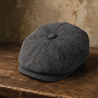 Vintage herringbone baker boy newsboy cap, product photo 5
