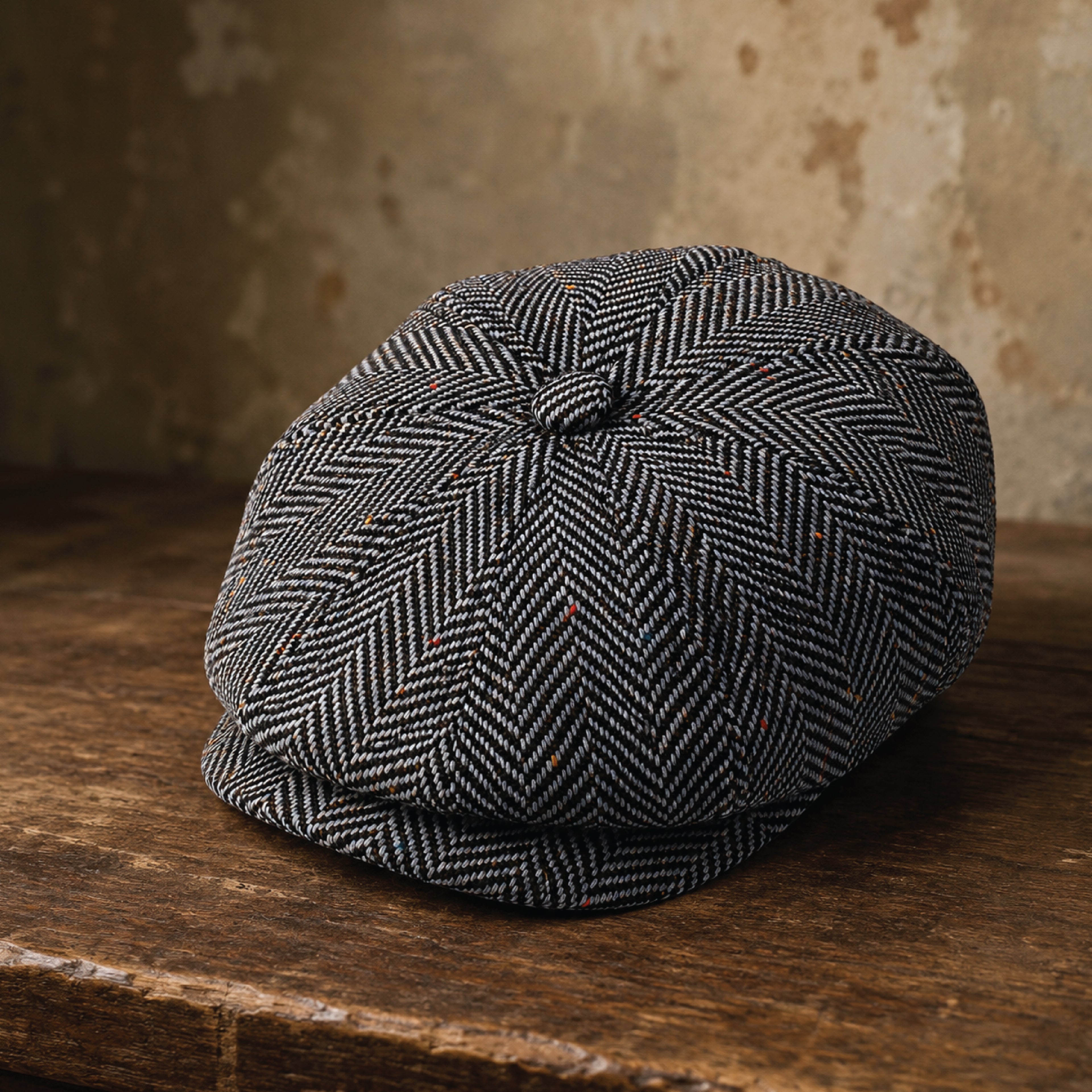 Vintage herringbone baker boy newsboy cap, product photo 5