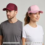Plain trucker baseball cap full 14 colour range mesh net 5 panel cotton UK Hopoye