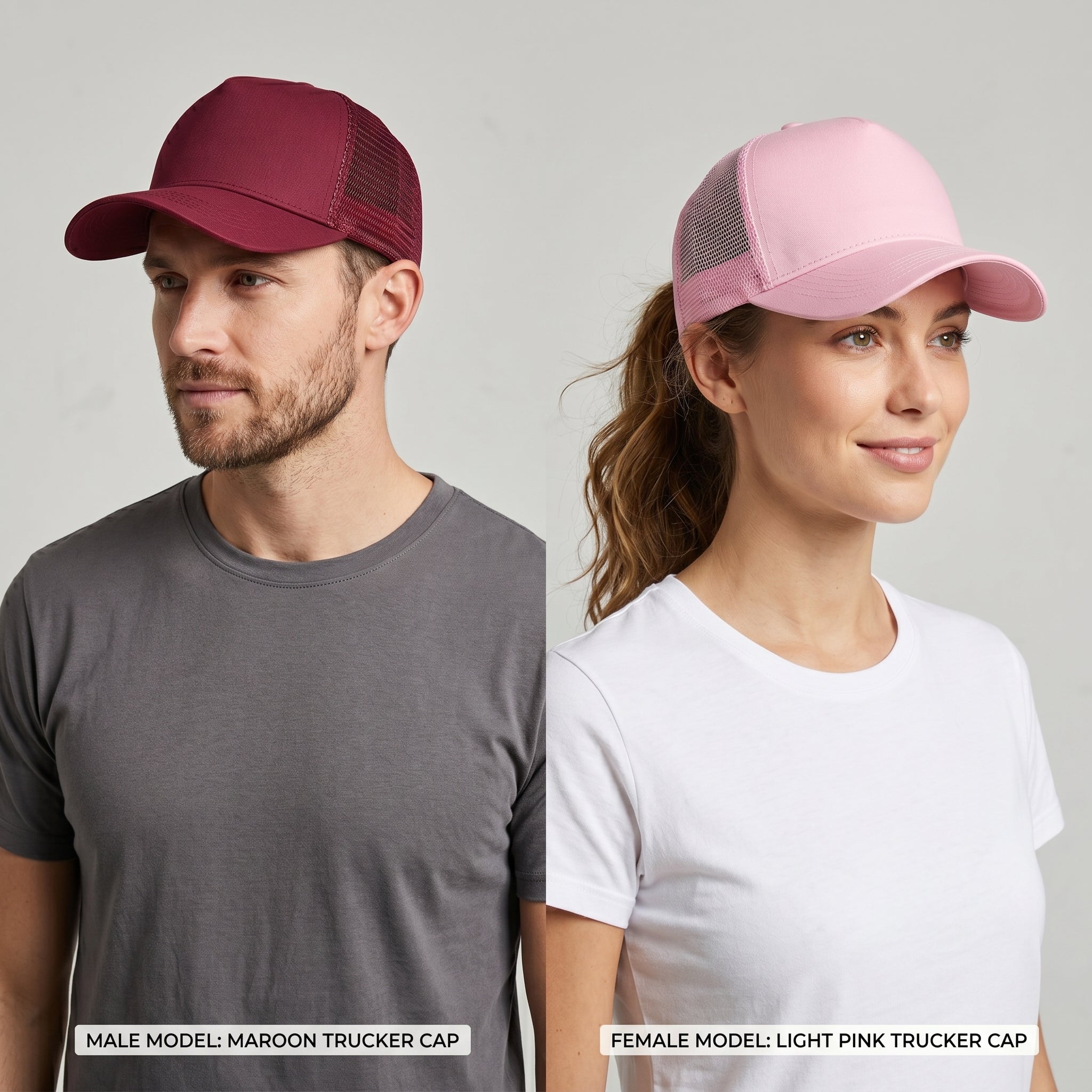 Plain Trucker Baseball Cap Mesh Net 5 Panel | 14 Colours Cotton UK