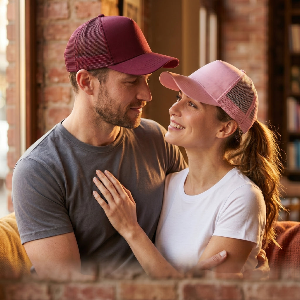 Plain Trucker Baseball Cap Mesh Net 5 Panel | 14 Colours Cotton UK