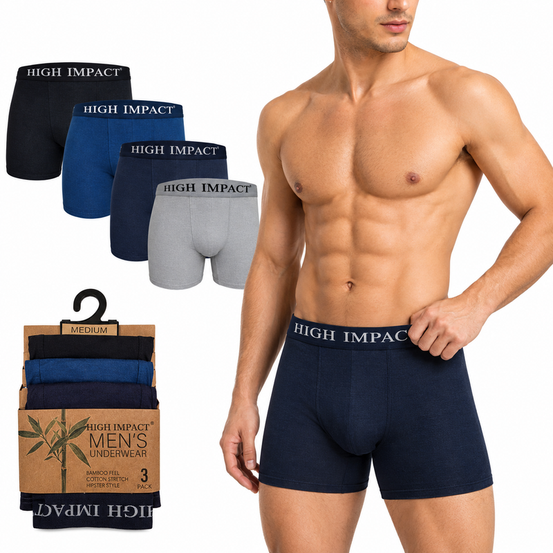 Hopoye mens plain boxer trunks super soft stretch multipack, photo 1