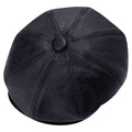 Back view of the 8-panel baker boy cap showing the smooth faux-leather finish