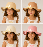 Kids straw sun hat colour range 4 options UV protection UK
