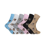Ladies pug print socks cotton rich cute breathable UK size 4-6.5
