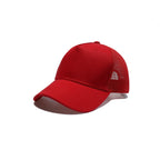Red plain trucker cap mesh net back adjustable cotton UK Hopoye