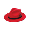 Red 100% wool fedora hat handmade wide brim XS to XL UK Hopoye