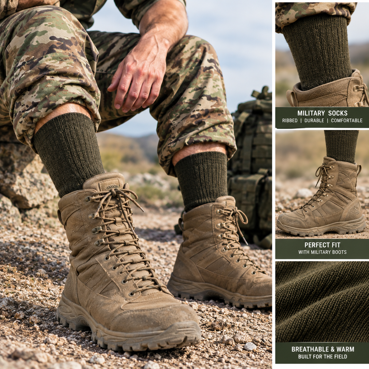 Hopoye tactical military socks for men in the field