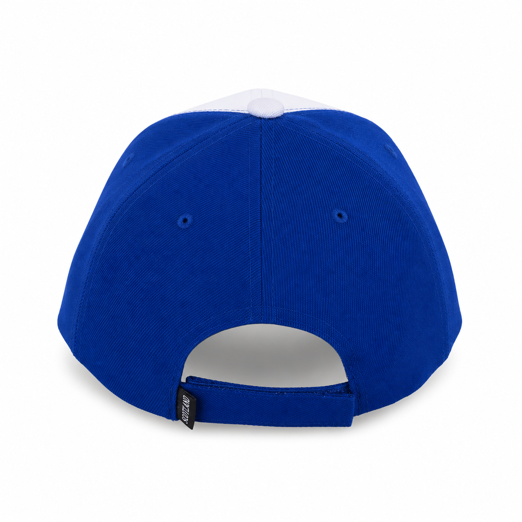 Scotland flag blue and white baseball cap product shot on white background