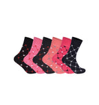 Women's diabetic heart print socks non-binding wide top breathable cotton UK